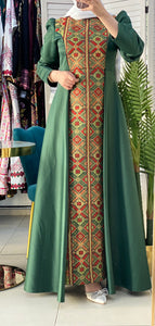 Stunning Green Cloche Satin All Long Embroidered Dress
