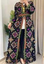 NAQSH Black and Colorful Georgette Diamond Embroidered Open Abaya Kaftan