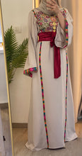 Elegant Beige Ward Thob With Manajil Details and Satin Belt
