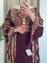 Magnificent Full of Details Burgundy Thob with Golden Embroidery