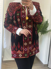 Palestinian Black And Red Colorful Floral Embroidered Jacket