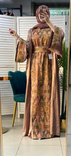 Royal Light Brown Embroidered Dress and Abaya Set