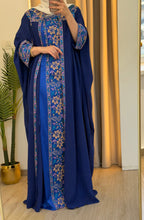 Zuhoor Blue With Colorful Embroidered Strappy Dress and Abaya Set