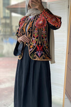 Palestinian Black And Gold Embroidered Jacket with Open Sleeves