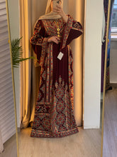 Magnificent Full of Details Burgundy Thob with Golden Embroidery