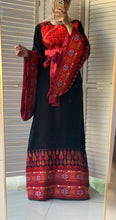 Very Unique Radan Sleeves Black and Red Thobe with Dense Embroidery and Satin Details