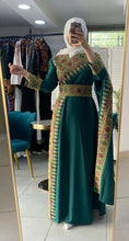 Elegant Green Shoulder Details Embroidered Dress