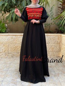 Cute Elegant Short Sleeve Off Shoulder Dress with Beige and Red Embroidery