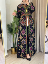 NAQSH Black and Colorful Georgette Diamond Embroidered Open Abaya Kaftan