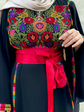 Elegant Black Ward Thob With Manajil Details and Satin Belt