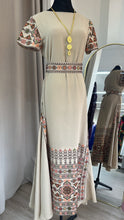 SARA Gorgeous Beige Embroidered Dress Short Sleeve