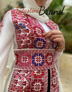 White Georgette Embroidered Open Abaya Kaftan Maxi Dress Long Split Sleeve