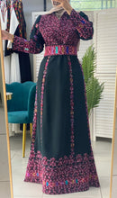Unique Dark Green Palestinian Embroidered Thob Dress with Perry Embroidery