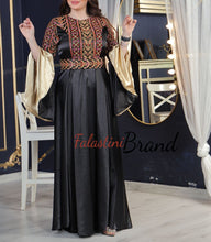 Stunning Satin Black Cloche Golden Embroidered Dress
