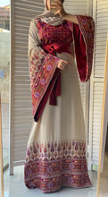 Very Unique Radan Sleeves Beige and Burgundy Thobe with Dense Embroidery and Satin Details