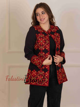 Palestinian Black and Red Diamond Embroidered Jacke