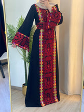 Asala Black Palestinian Embroidered Thob with Beads and Manajil Details