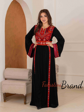 Simple and Elegant Black and Red Embroidery Thob with Satin Cuffs Details