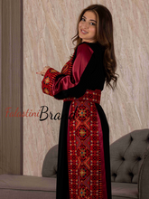 Classy Black and Red Satin Details Palestinian Embroidered Thob