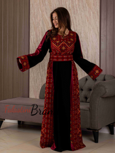 Classy Black and Red Satin Details Palestinian Embroidered Thob