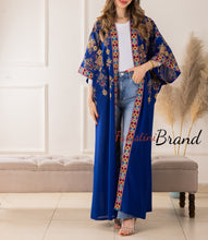 Blue Diamond Embroidered Open Abaya/Bisht