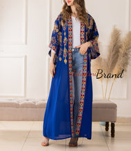 Blue Diamond Embroidered Open Abaya/Bisht