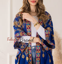 Blue Diamond Embroidered Open Abaya/Bisht