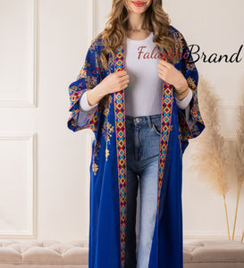 Blue Diamond Embroidered Open Abaya/Bisht