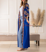 Blue Diamond Embroidered Open Abaya/Bisht