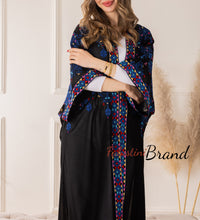 Black Diamond Embroidered Open Abaya/Bisht