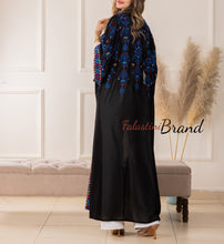 Black Diamond Embroidered Open Abaya/Bisht