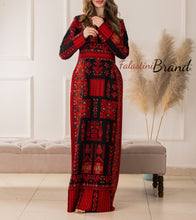 Elegant Black and Red Modern Thob Dress with Unique Embroidery