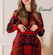 Elegant Black and Red Modern Thob Dress with Unique Embroidery