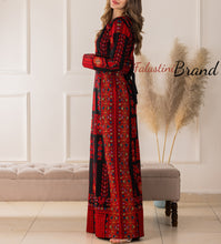 Elegant Black and Red Modern Thob Dress with Unique Embroidery