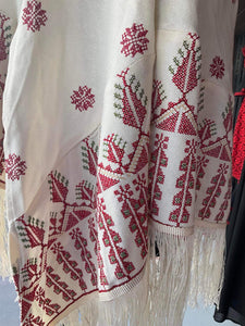 Off White embroidered Etamine shawl with stylish machine embroidery