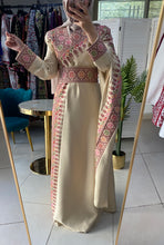 Elegant Beige Shoulder Details Embroidered Dress