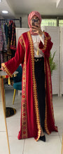Amazing Burgundy Embroidered Open Abaya