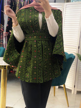 Stylish All Embroidered Green Cape\ Poncho