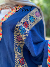 Amazing Navy Blue Embroidered Open Abaya