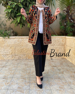 Elegant Palestinian Colorful Embroidered Jacket