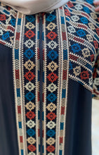 Soft Stunning Palestinian Embroidered Zipper Detail Abaya Asymmetric Embroidery