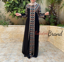 Soft Stunning Palestinian Embroidered Zipper Detail Abaya Asymmetric Embroidery