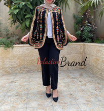 Elegant Palestinian Black And Gold Embroidered Jacket