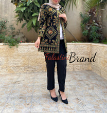 Elegant Palestinian Black And Green Embroidered Jacket