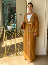 Elegant Khaki Handmade Moroccan Open-Front Djellaba with Belt