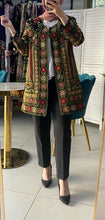 Long Green Flowers Embroidered Jacket