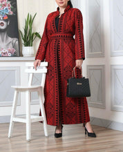 Stylish Long Black And Red  Embroidered Maxi Jacket/Abaya