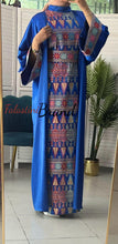 Royal Blue Embroidered Dress and Abaya Set
