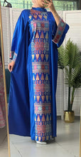 Royal Blue Embroidered Dress and Abaya Set