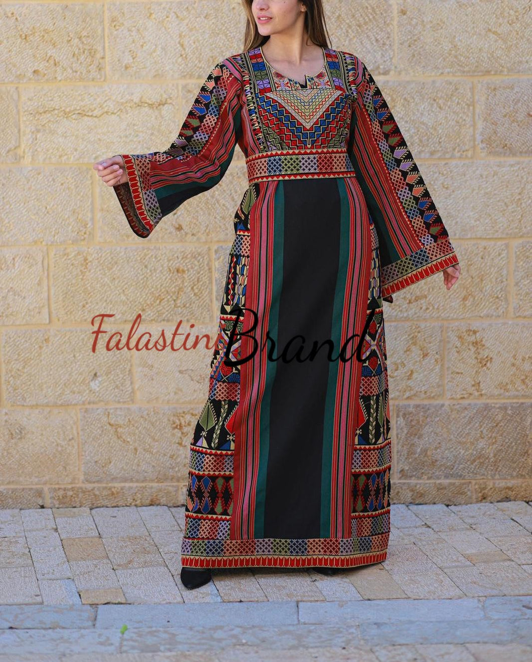 Trendy Black Majdalawi Fabric Thob with Colorful Embroidery